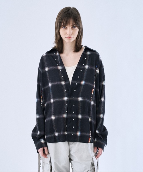 PHILTHEORY（フィルセオリー）の「Noise check skipper shirts / ノイズチェックスキッパーシャツ（シャツ/ブラウス・メンズ・ブラック/ホワイト・3/2/1）」の15枚目の写真