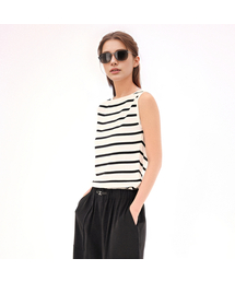 Boat neck Sleeveless Knit _ST.White