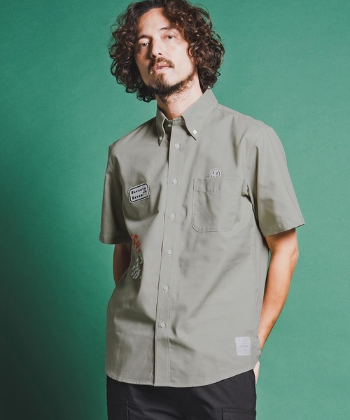 seventy seven(セブンティセブン)の「mhs2490-OX button-down S-S shirt (26S) 半袖シャツ(7726S310)(シャツ/ブラウス・メンズ・グリーン系その他/ホワイト/ブラック・XL/L/M/S)」の4枚目の写真