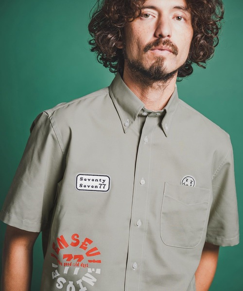 seventy seven(セブンティセブン)の「mhs2490-OX button-down S-S shirt (26S) 半袖シャツ(7726S310)(シャツ/ブラウス・メンズ・グリーン系その他/ホワイト/ブラック・XL/L/M/S)」の6枚目の写真