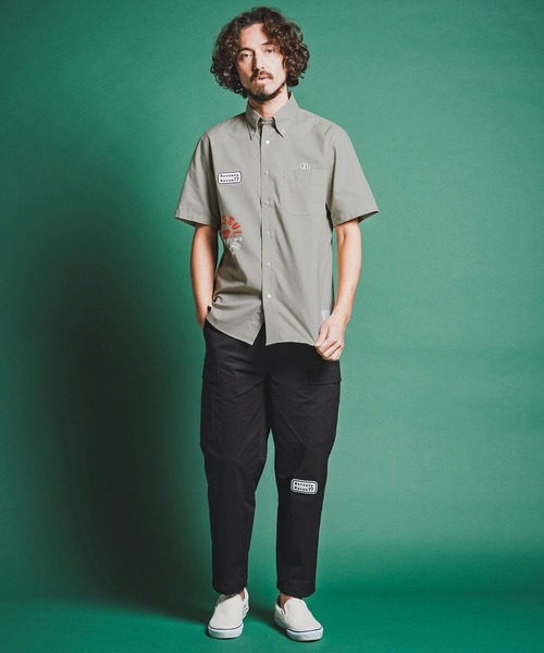 seventy seven(セブンティセブン)の「mhs2490-OX button-down S-S shirt (26S) 半袖シャツ(7726S310)(シャツ/ブラウス・メンズ・グリーン系その他/ホワイト/ブラック・XL/L/M/S)」の10枚目の写真