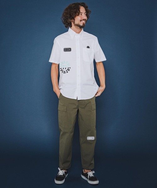 seventy seven(セブンティセブン)の「mhs2490-OX button-down S-S shirt (26S) 半袖シャツ(7726S310)(シャツ/ブラウス・メンズ・グリーン系その他/ホワイト/ブラック・XL/L/M/S)」の15枚目の写真