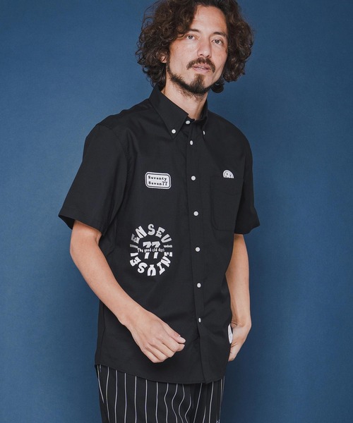 seventy seven(セブンティセブン)の「mhs2490-OX button-down S-S shirt (26S) 半袖シャツ(7726S310)(シャツ/ブラウス・メンズ・グリーン系その他/ホワイト/ブラック・XL/L/M/S)」の17枚目の写真