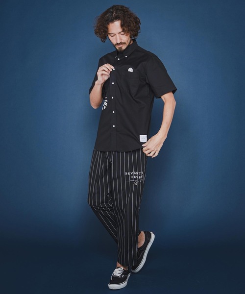 seventy seven(セブンティセブン)の「mhs2490-OX button-down S-S shirt (26S) 半袖シャツ(7726S310)(シャツ/ブラウス・メンズ・グリーン系その他/ホワイト/ブラック・XL/L/M/S)」の20枚目の写真