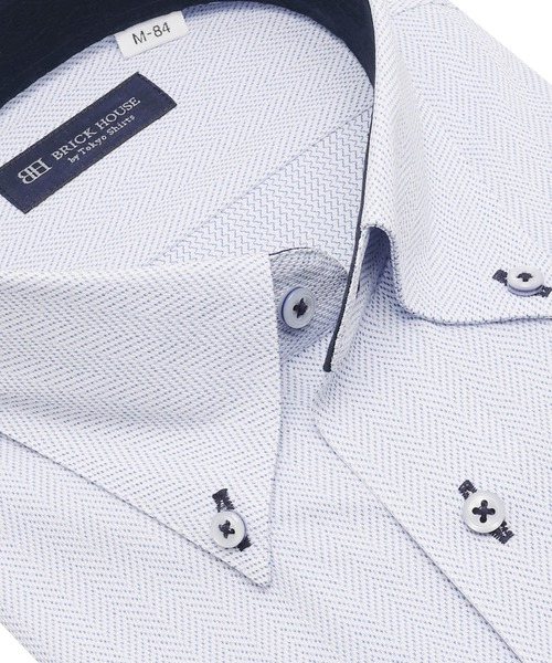 TOKYO SHIRTS（トウキョウシャツ）の「形態安定ノンアイロン ボタンダウン 長袖ストレッチビジネスワイシャツ（ビジネスシャツ・メンズ・ブルー・首回り43cm-裄丈86cm/首回り43cm-裄丈82cm/首回り42cm-裄丈86cm/首回り42cm-裄丈82cm/首回り41cm-裄丈86cm/首回り41cm-裄丈82cm/首回り39cm-裄丈84cm/首回り39cm-裄丈80cm/首回り37cm-裄丈80cm）」の2枚目の写真