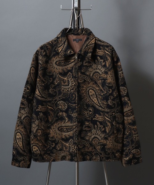 ANPAS（アンパス）の「Gobelin-jacquard jacket / ゴブラン織りジップジャケット ブルゾン メンズ レディース ユニセックス ペイズリー/フラワー/アニマル 柄（ブルゾン・メンズ・ベージュ系1/ベージュ系2/ブラック系2/ブラック系3/ブラック系1・L/XL/M）」の7枚目の写真