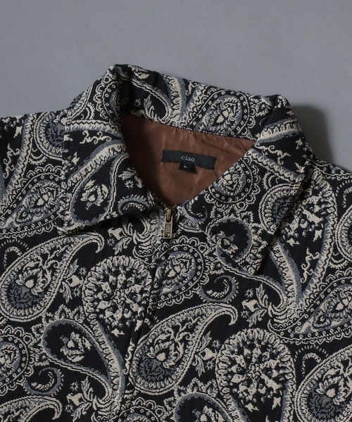 ANPAS（アンパス）の「Gobelin-jacquard jacket / ゴブラン織りジップジャケット ブルゾン メンズ レディース ユニセックス ペイズリー/フラワー/アニマル 柄（ブルゾン・メンズ・ベージュ系1/ベージュ系2/ブラック系2/ブラック系3/ブラック系1・L/XL/M）」の11枚目の写真