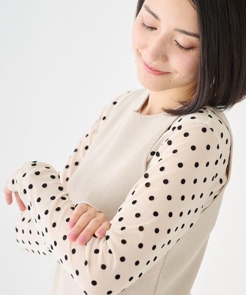 petit main LIEN(プティマインリアン)の「【フォーマル】2wayシアードットトップス(Tシャツ/カットソー・レディース・オフホワイト/ブラック・F)」の8枚目の写真