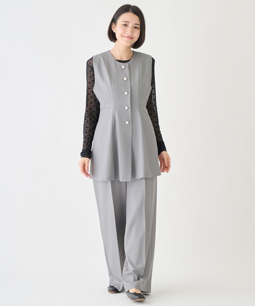 petit main LIEN(プティマインリアン)の「【フォーマル】2wayシアードットトップス(Tシャツ/カットソー・レディース・オフホワイト/ブラック・F)」の10枚目の写真