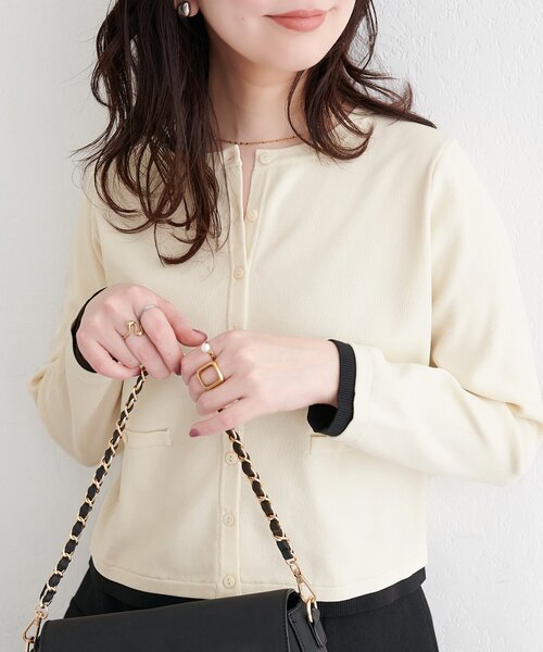 natural couture（ナチュラルクチュール）の「お家で洗える配色ちび釦カーディガン（カーディガン/ボレロ・レディース・サックスブルー/ピンク/オフホワイト/チャコールグレー・FREE）」の20枚目の写真