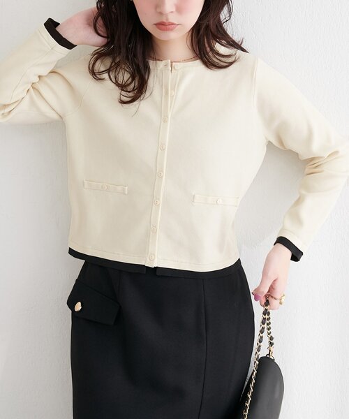 natural couture（ナチュラルクチュール）の「お家で洗える配色ちび釦カーディガン（カーディガン/ボレロ・レディース・サックスブルー/ピンク/オフホワイト/チャコールグレー・FREE）」の21枚目の写真