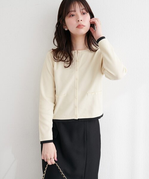 natural couture（ナチュラルクチュール）の「お家で洗える配色ちび釦カーディガン（カーディガン/ボレロ・レディース・サックスブルー/ピンク/オフホワイト/チャコールグレー・FREE）」の22枚目の写真