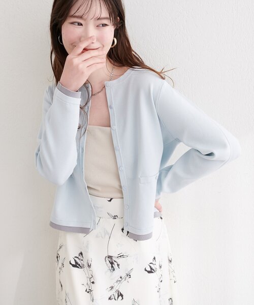 natural couture（ナチュラルクチュール）の「お家で洗える配色ちび釦カーディガン（カーディガン/ボレロ・レディース・サックスブルー/ピンク/オフホワイト/チャコールグレー・FREE）」の11枚目の写真