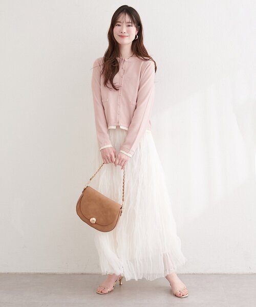 natural couture（ナチュラルクチュール）の「お家で洗える配色ちび釦カーディガン（カーディガン/ボレロ・レディース・サックスブルー/ピンク/オフホワイト/チャコールグレー・FREE）」の18枚目の写真