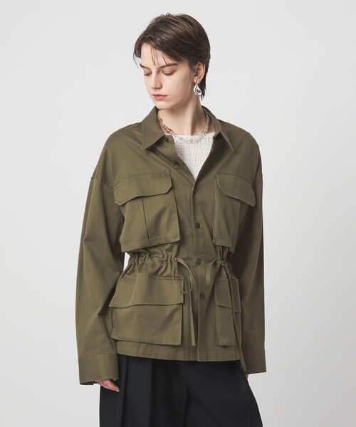ASTRAET（アストラット）の「＜ASTRAET＞コットン ミリタリーシャツブルゾン（ミリタリージャケット・レディース・オリーブ/ダークブラウン・FREE）」の21枚目の写真