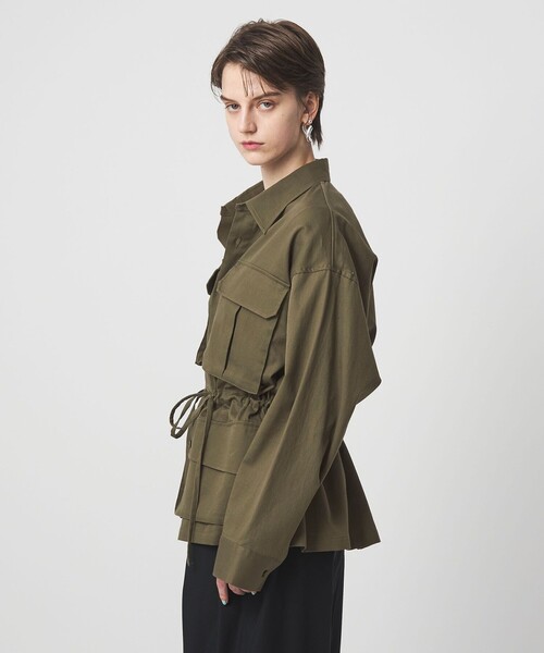 ASTRAET（アストラット）の「＜ASTRAET＞コットン ミリタリーシャツブルゾン（ミリタリージャケット・レディース・オリーブ/ダークブラウン・FREE）」の22枚目の写真