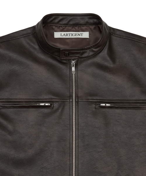 LARTIGENT(ラーティゼン)の「L20 CUTTING LEATHER JACKET(BROWN)(ライダースジャケット・レディース・その他・FREE)」の4枚目の写真