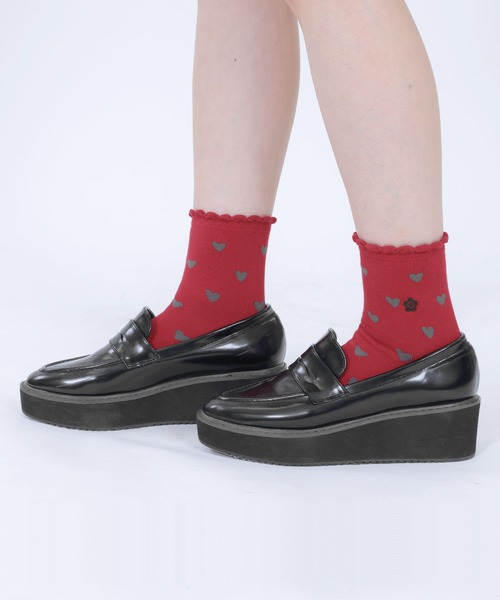 MARY QUANT（マリークワント）の「ハート ソックス（ソックス/靴下・レディース・ブラック/グレー/レッド・FREE）」の3枚目の写真