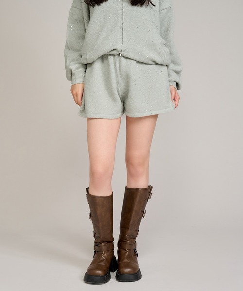 apres jour mignon(アプレジュールミニョン)の「【セットアップ着用可能】キラキラニットショートパンツ(その他パンツ・レディース・グレー/ピンク/アイボリー・LARGE/フリー)」の6枚目の写真