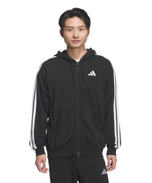 adidas（アディダス）の「アディダス adidas M ESS+ 3S スウェットFZフーディ（スウェット・メンズ・グレー/ブラック/ネイビー・S/M/L/LL/3L）」の2枚目の写真