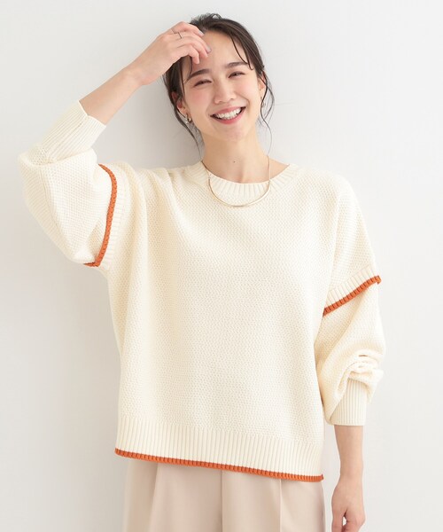 SHOO・LA・RUE（シューラルー）の「【前後2WAY】配色パイピングニット（ニット/セーター・レディース・オフホワイト/ブルー/ライトイエロー系・01/02/03/04）」の20枚目の写真