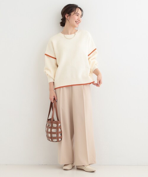 SHOO・LA・RUE（シューラルー）の「【前後2WAY】配色パイピングニット（ニット/セーター・レディース・オフホワイト/ブルー/ライトイエロー系・01/02/03/04）」の15枚目の写真