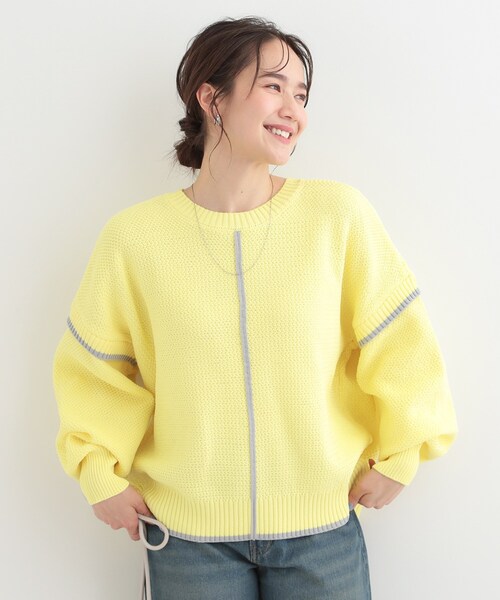 SHOO・LA・RUE（シューラルー）の「【前後2WAY】配色パイピングニット（ニット/セーター・レディース・オフホワイト/ブルー/ライトイエロー系・01/02/03/04）」の8枚目の写真
