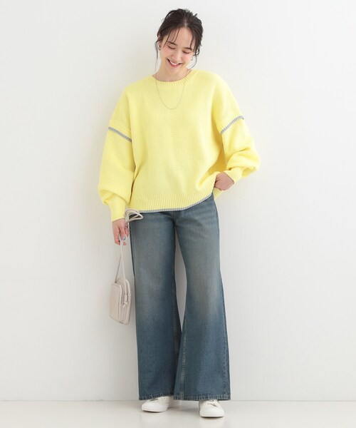 SHOO・LA・RUE（シューラルー）の「【前後2WAY】配色パイピングニット（ニット/セーター・レディース・オフホワイト/ブルー/ライトイエロー系・01/02/03/04）」の10枚目の写真