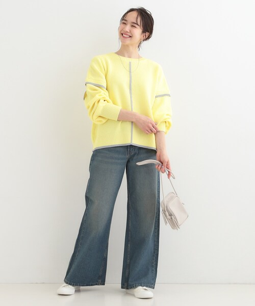 SHOO・LA・RUE（シューラルー）の「【前後2WAY】配色パイピングニット（ニット/セーター・レディース・オフホワイト/ブルー/ライトイエロー系・01/02/03/04）」の11枚目の写真