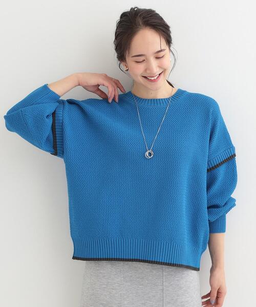 SHOO・LA・RUE（シューラルー）の「【前後2WAY】配色パイピングニット（ニット/セーター・レディース・オフホワイト/ブルー/ライトイエロー系・01/02/03/04）」の13枚目の写真