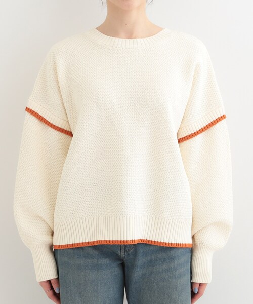SHOO・LA・RUE(シューラルー)の「【前後2WAY/S-LL】体型カバーもこなれ見えも叶う ふんわりお袖の配色パイピングニット(ニット/セーター・レディース・オフホワイト/ブルー/ライトイエロー系・01/02/03/04)」の22枚目の写真