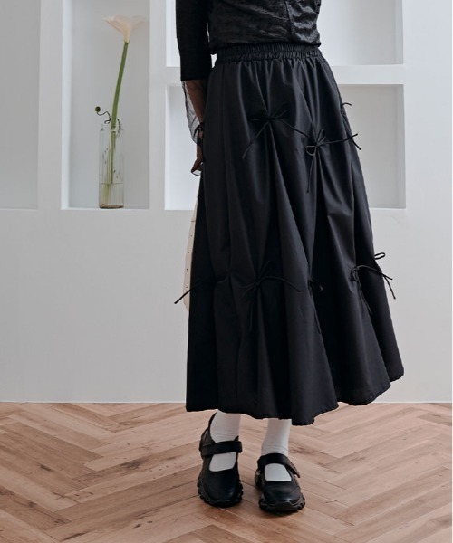 kirakiraShop(キラキラショップ)の「リボンデザイン フレア ロング スカート(スカート・レディース・ピンク/ホワイト/ブラック/ベージュ・FREE)」の17枚目の写真