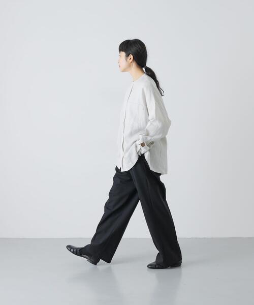 かぐれ（カグレ）の「リネンダブルポケットワイドシャツ（シャツ/ブラウス・レディース・イエロー/ライトグレー/ネイビー・FREE）」の6枚目の写真