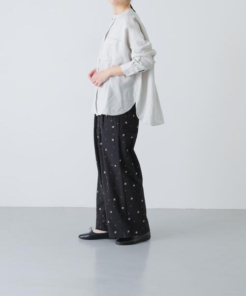 かぐれ（カグレ）の「リネンダブルポケットワイドシャツ（シャツ/ブラウス・レディース・イエロー/ライトグレー/ネイビー・FREE）」の9枚目の写真