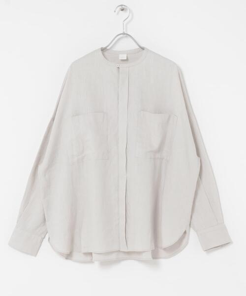 かぐれ（カグレ）の「リネンダブルポケットワイドシャツ（シャツ/ブラウス・レディース・イエロー/ライトグレー/ネイビー・FREE）」の11枚目の写真