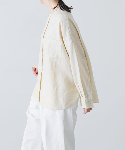 かぐれ（カグレ）の「リネンダブルポケットワイドシャツ（シャツ/ブラウス・レディース・イエロー/ライトグレー/ネイビー・FREE）」の14枚目の写真