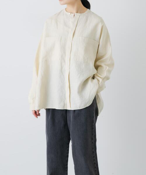 かぐれ（カグレ）の「リネンダブルポケットワイドシャツ（シャツ/ブラウス・レディース・イエロー/ライトグレー/ネイビー・FREE）」の16枚目の写真
