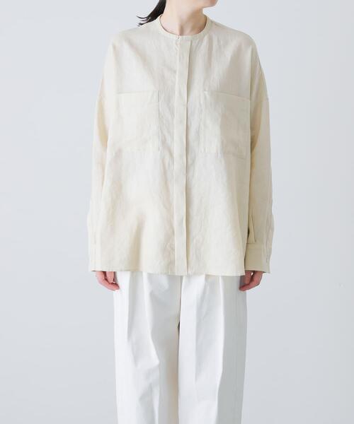 かぐれ（カグレ）の「リネンダブルポケットワイドシャツ（シャツ/ブラウス・レディース・イエロー/ライトグレー/ネイビー・FREE）」の20枚目の写真