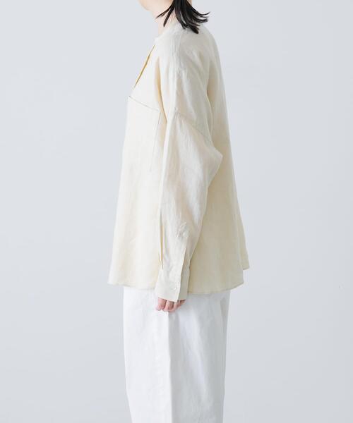 かぐれ（カグレ）の「リネンダブルポケットワイドシャツ（シャツ/ブラウス・レディース・イエロー/ライトグレー/ネイビー・FREE）」の21枚目の写真