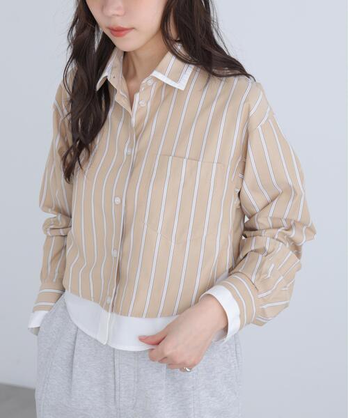 FREE'S MART（フリーズマート）の「◆レイヤード風シャツ（シャツ/ブラウス・レディース・ベージュ系その他/ブルー系その他・FREE）」の2枚目の写真