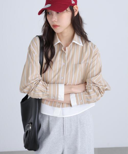 FREE'S MART（フリーズマート）の「◆レイヤード風シャツ（シャツ/ブラウス・レディース・ベージュ系その他/ブルー系その他・FREE）」の7枚目の写真