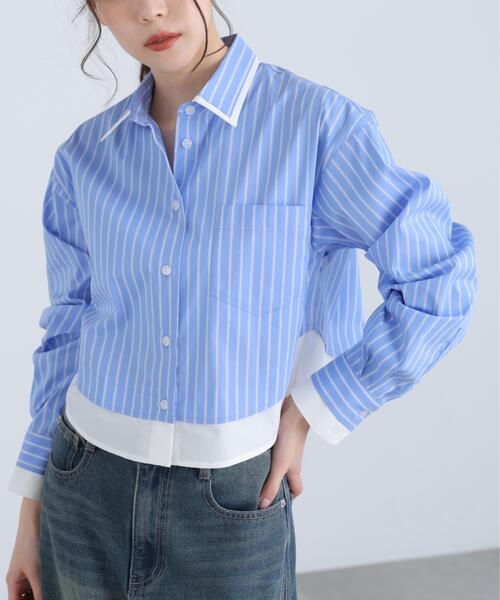 FREE'S MART（フリーズマート）の「◆レイヤード風シャツ（シャツ/ブラウス・レディース・ベージュ系その他/ブルー系その他・FREE）」の14枚目の写真