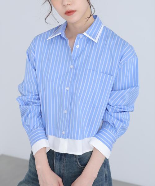 FREE'S MART（フリーズマート）の「◆レイヤード風シャツ（シャツ/ブラウス・レディース・ベージュ系その他/ブルー系その他・FREE）」の15枚目の写真