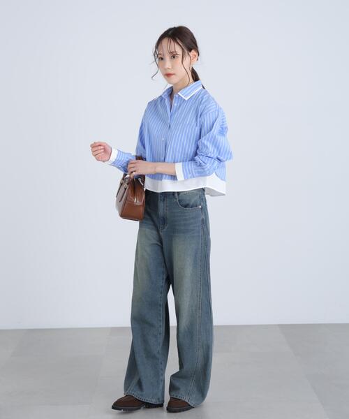 FREE'S MART（フリーズマート）の「◆レイヤード風シャツ（シャツ/ブラウス・レディース・ベージュ系その他/ブルー系その他・FREE）」の18枚目の写真