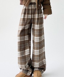 おしゃれスタ（オシャレスタ）の「チェック柄 ワイドイージーパンツ（スウェットパンツ）」