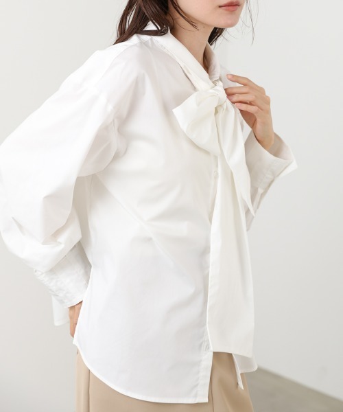 Bab（バブ）の「袖タックボウタイリボン付ブラウス（シャツ/ブラウス・レディース・ピンク/オフホワイト/ブルー・M）」の13枚目の写真