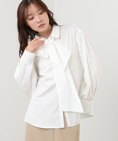 Bab（バブ）の「袖タックボウタイリボン付ブラウス（シャツ/ブラウス・レディース・ピンク/オフホワイト/ブルー・M）」の15枚目の写真