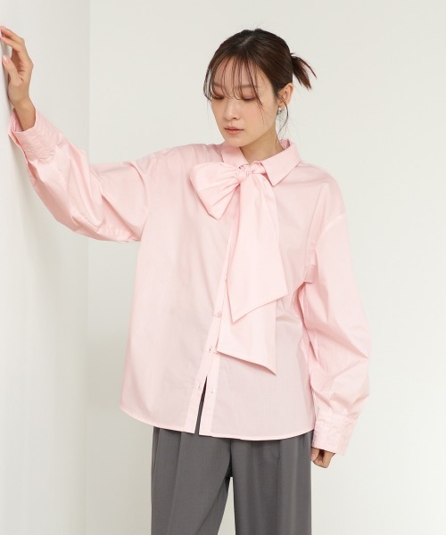 Bab（バブ）の「袖タックボウタイリボン付ブラウス（シャツ/ブラウス・レディース・ピンク/オフホワイト/ブルー・M）」の17枚目の写真