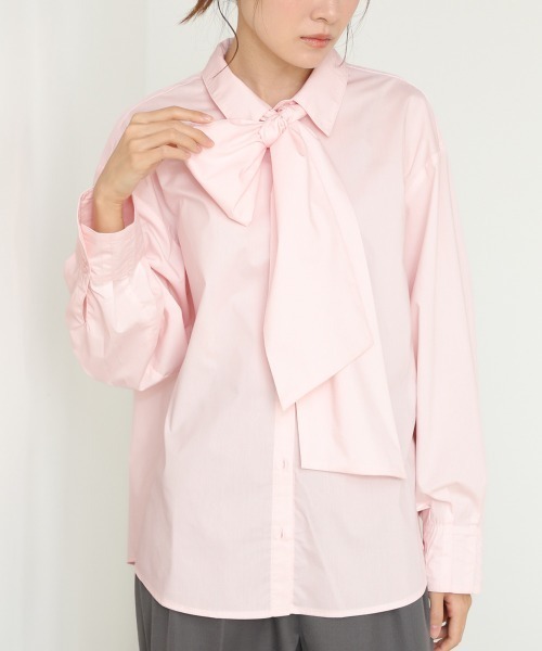 Bab（バブ）の「袖タックボウタイリボン付ブラウス（シャツ/ブラウス・レディース・ピンク/オフホワイト/ブルー・M）」の18枚目の写真