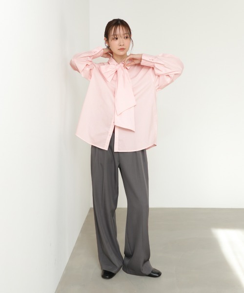 Bab（バブ）の「袖タックボウタイリボン付ブラウス（シャツ/ブラウス・レディース・ピンク/オフホワイト/ブルー・M）」の19枚目の写真